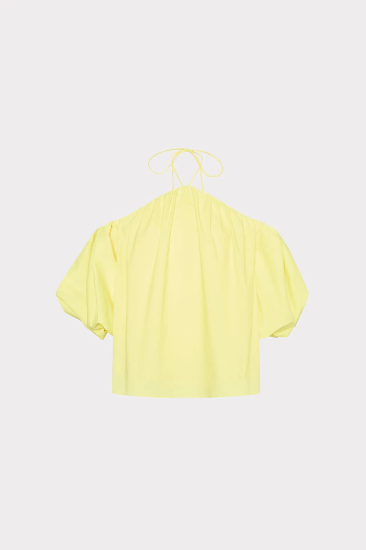 MultiPanelBreathability Subtle Texture Weave Halter Poplin Off The Shoulder Top