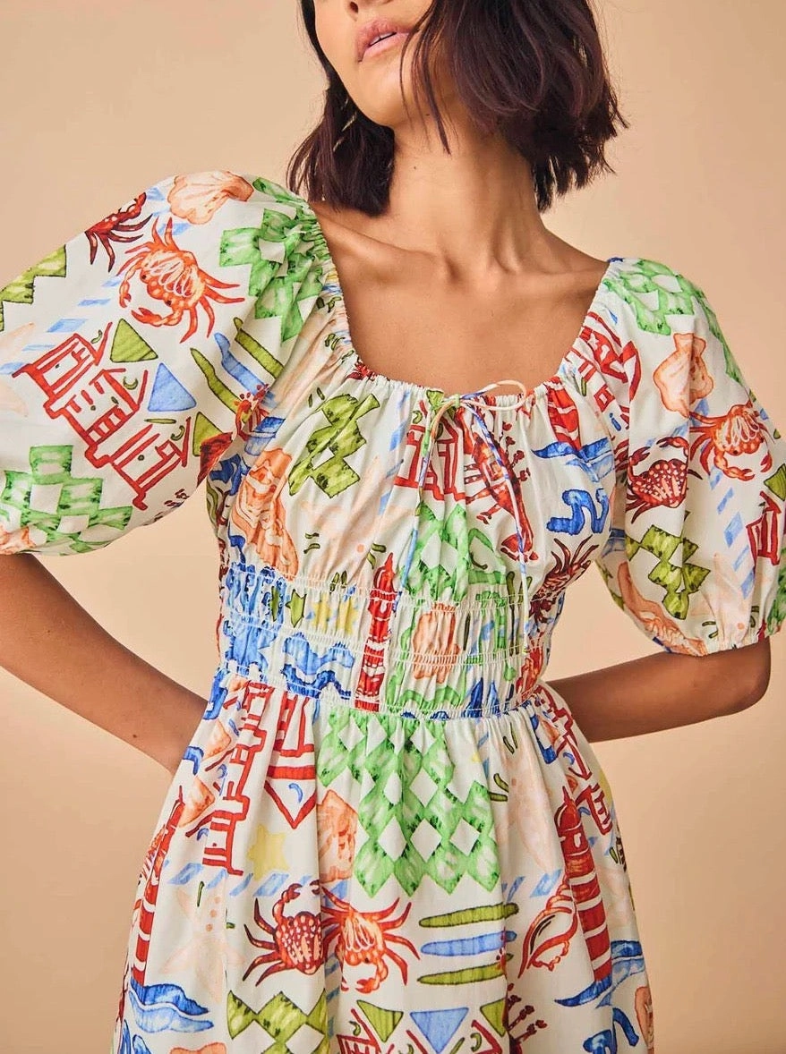 Garden Scene Jewel Accent Hunter Bell Drew Dress