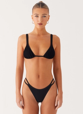 Croatia Bikini Bottoms - Black Ocean Breeze Seaside Getaway