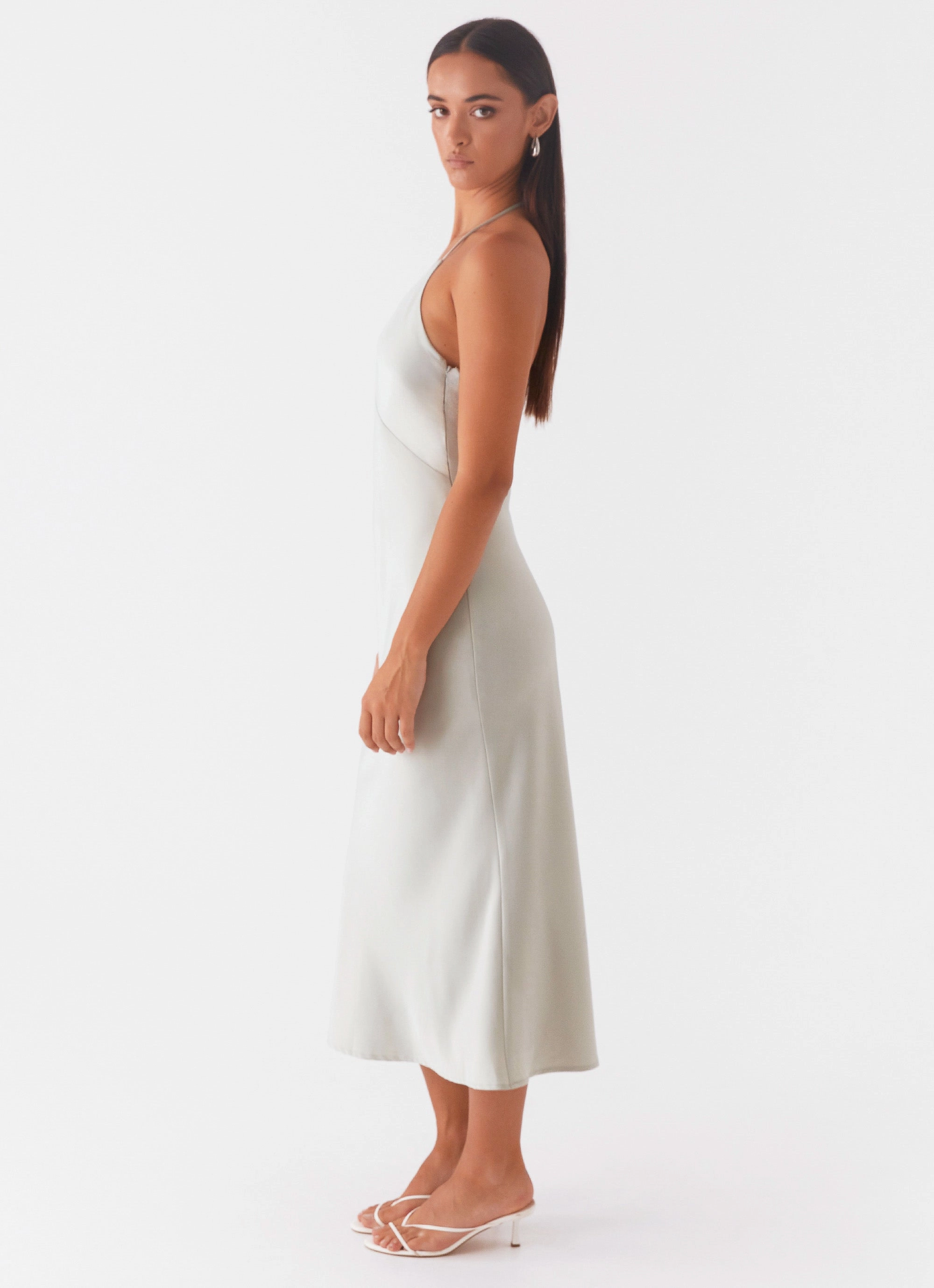 Sleek Texture High Note Midi Dress - Sage