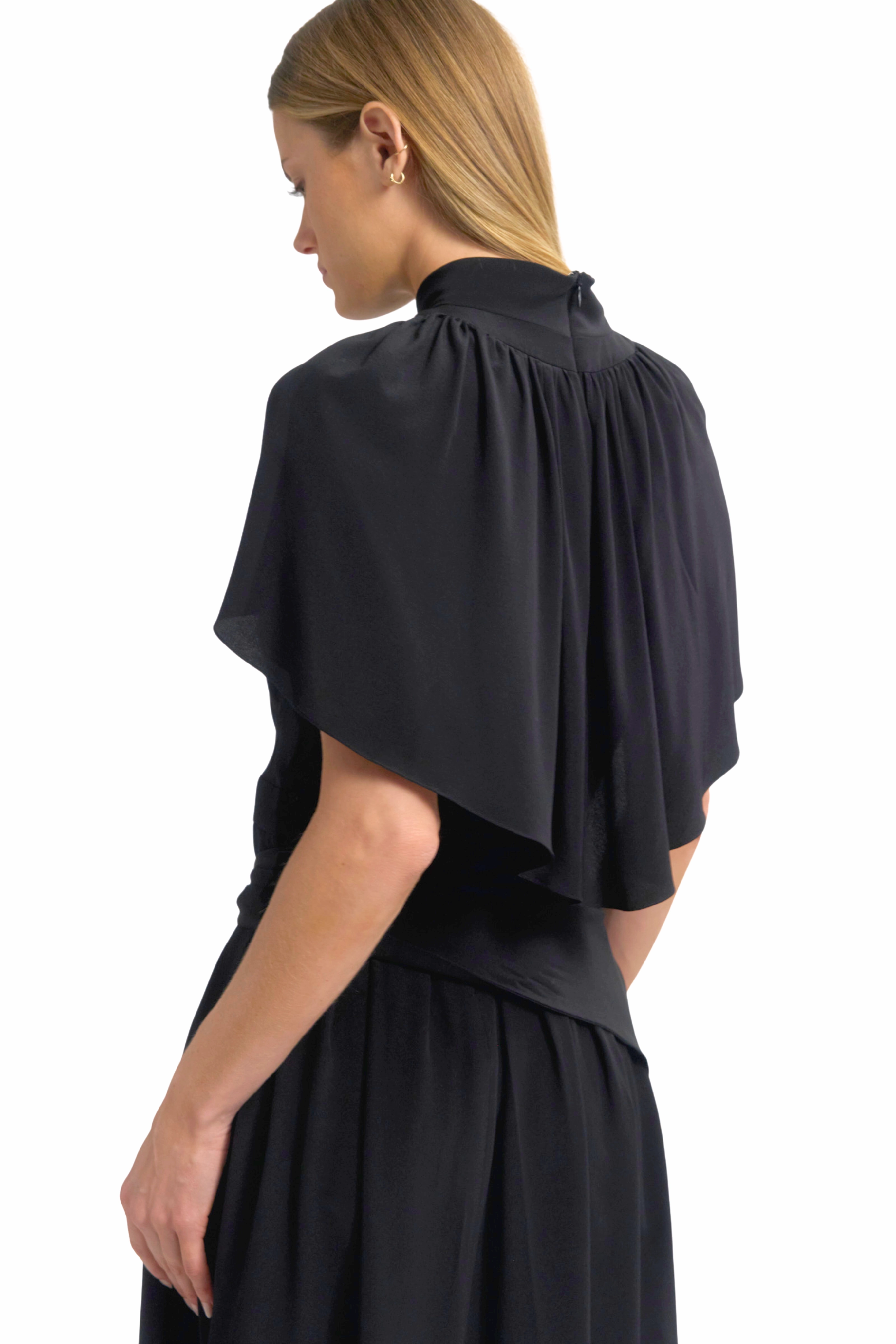 Mock Neck Cape Dress Light Mood