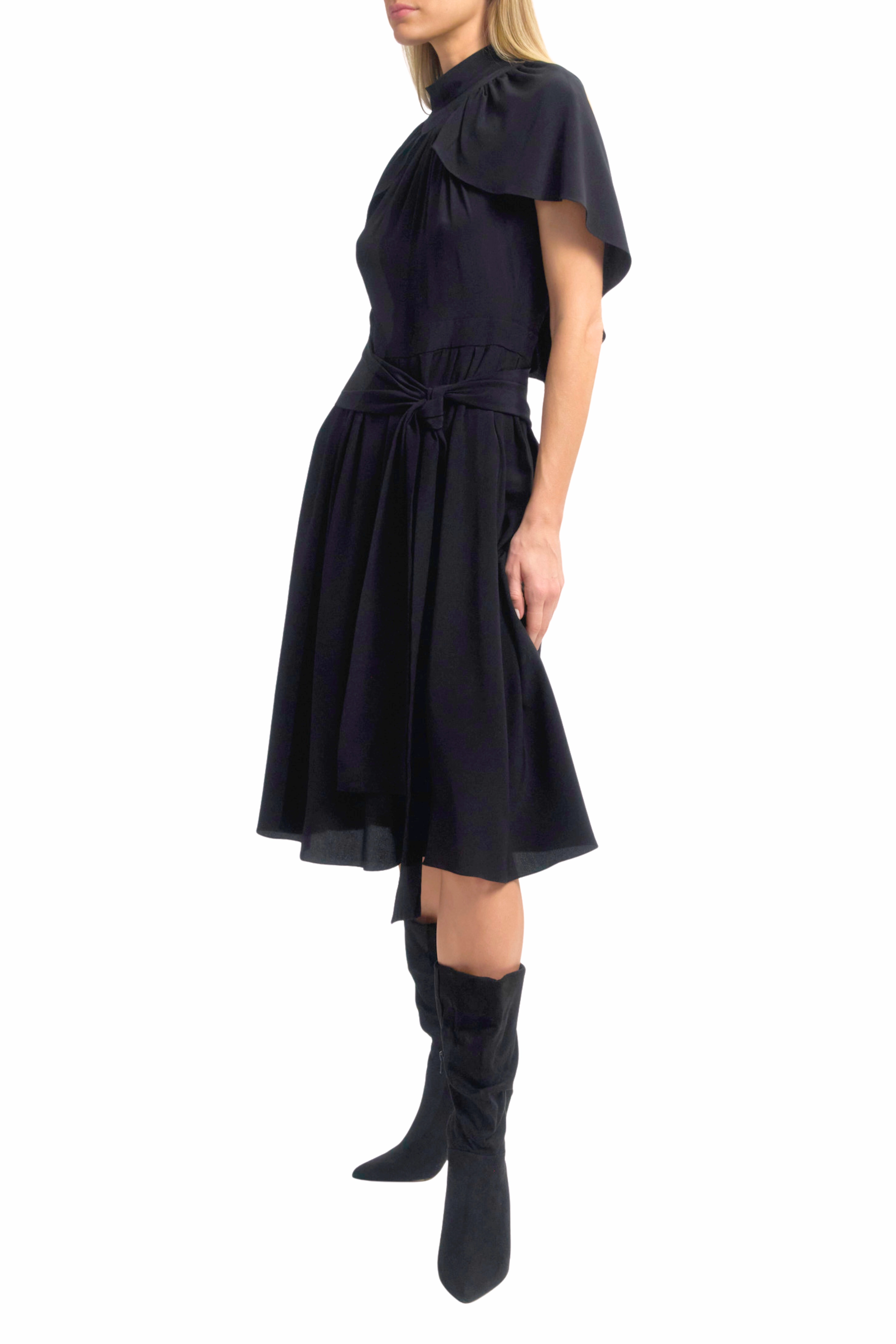 Mock Neck Cape Dress Chic And Comfortable