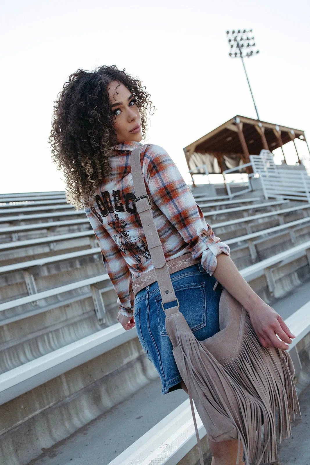 Outlaws Only Plaid Top Raglan Sleeve