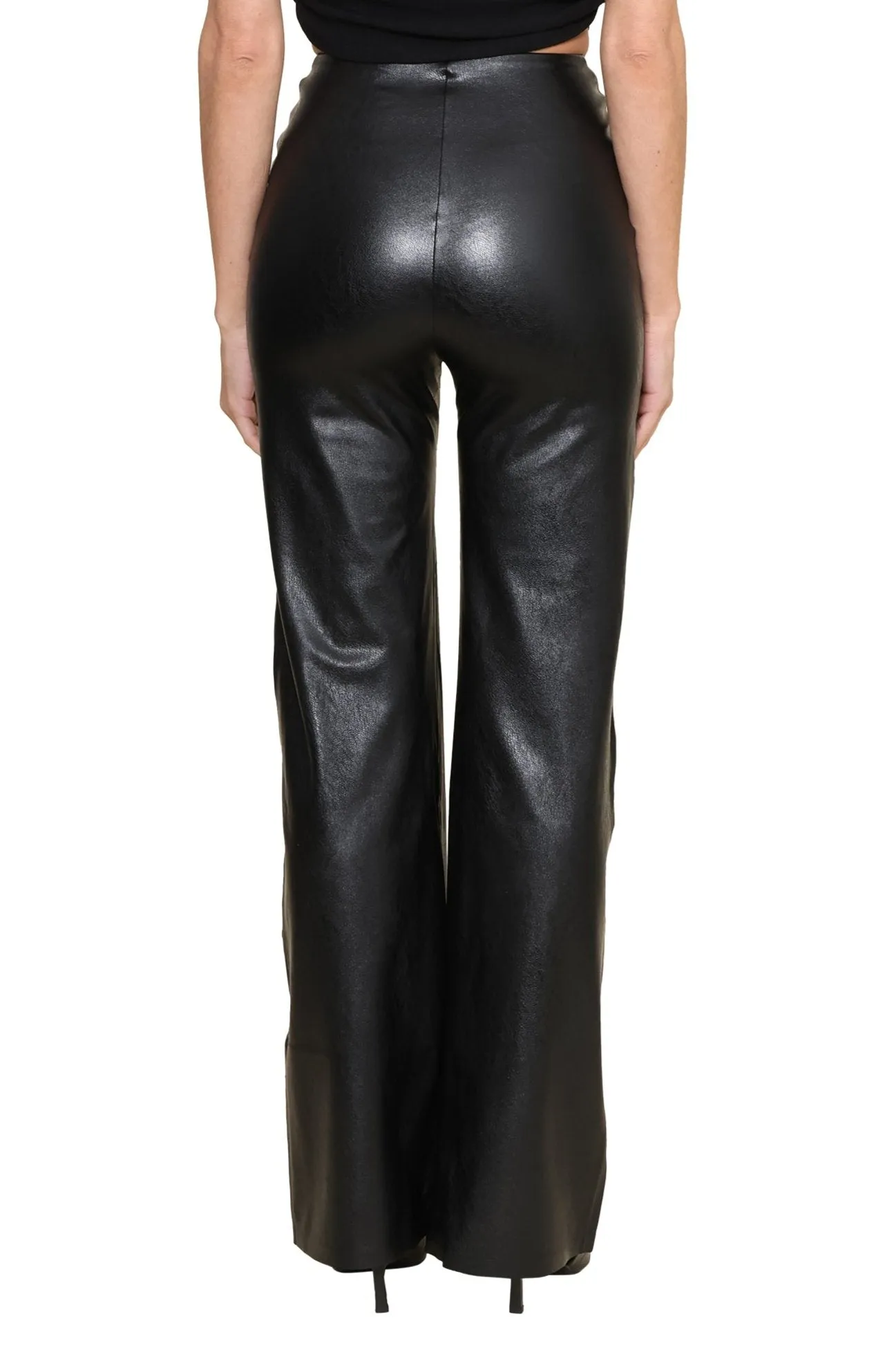 Layer-Friendly Fit Printed design Faux Leather Wide Leg Pant