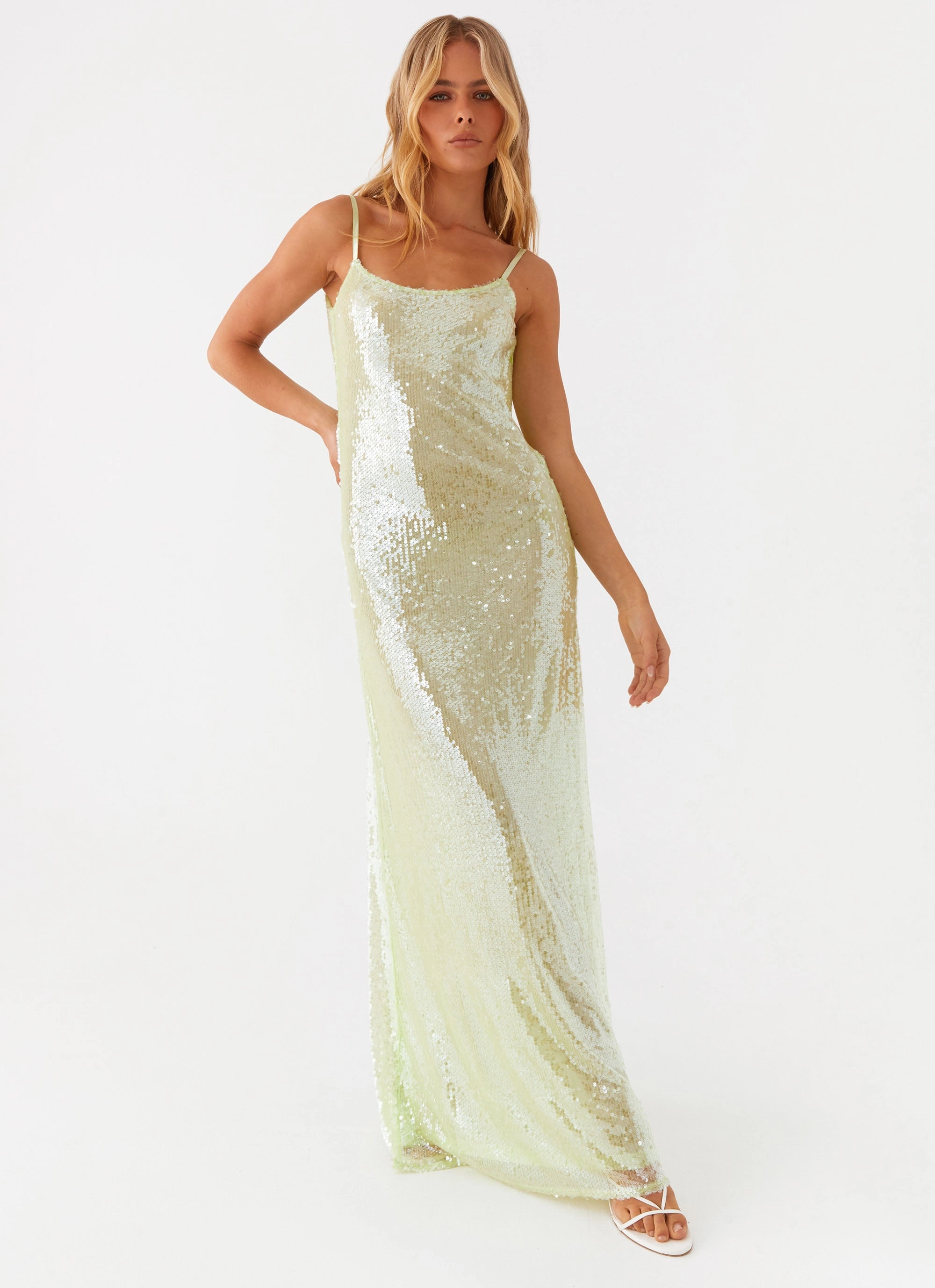 Romantic Mood Higher Level Sequin Maxi Dress - Mint