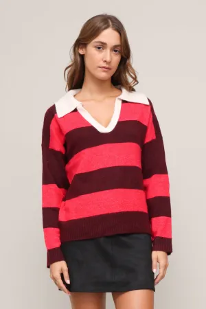 Flexible Ribbed Cuffs VentilatedBack Tara Stripe Sweater