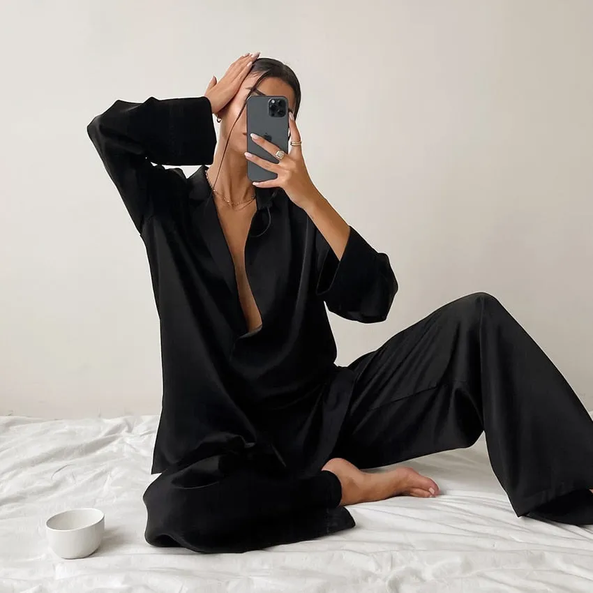 Hillary Oversized Satin Silk Pajama Set
