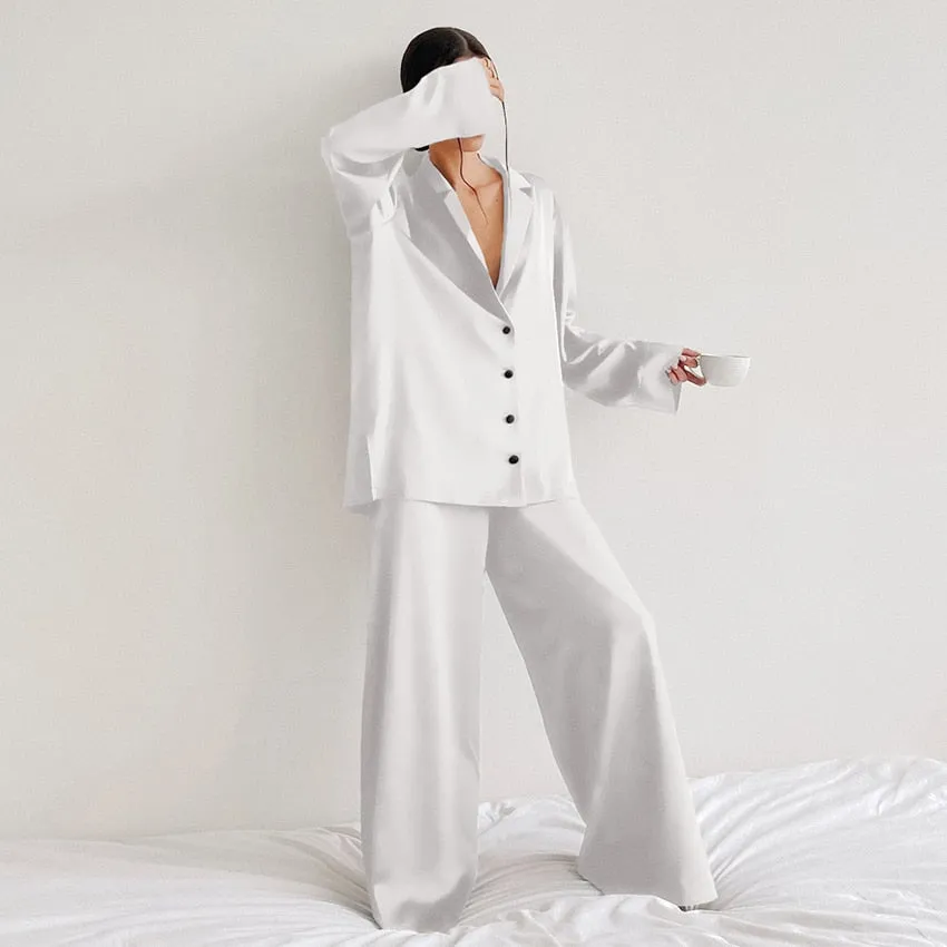 Hillary Oversized Satin Silk Pajama Set