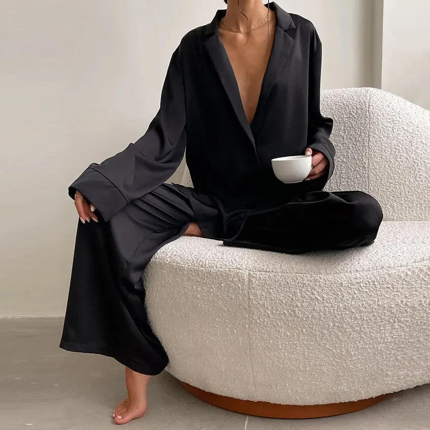 Hillary Oversized Satin Silk Pajama Set