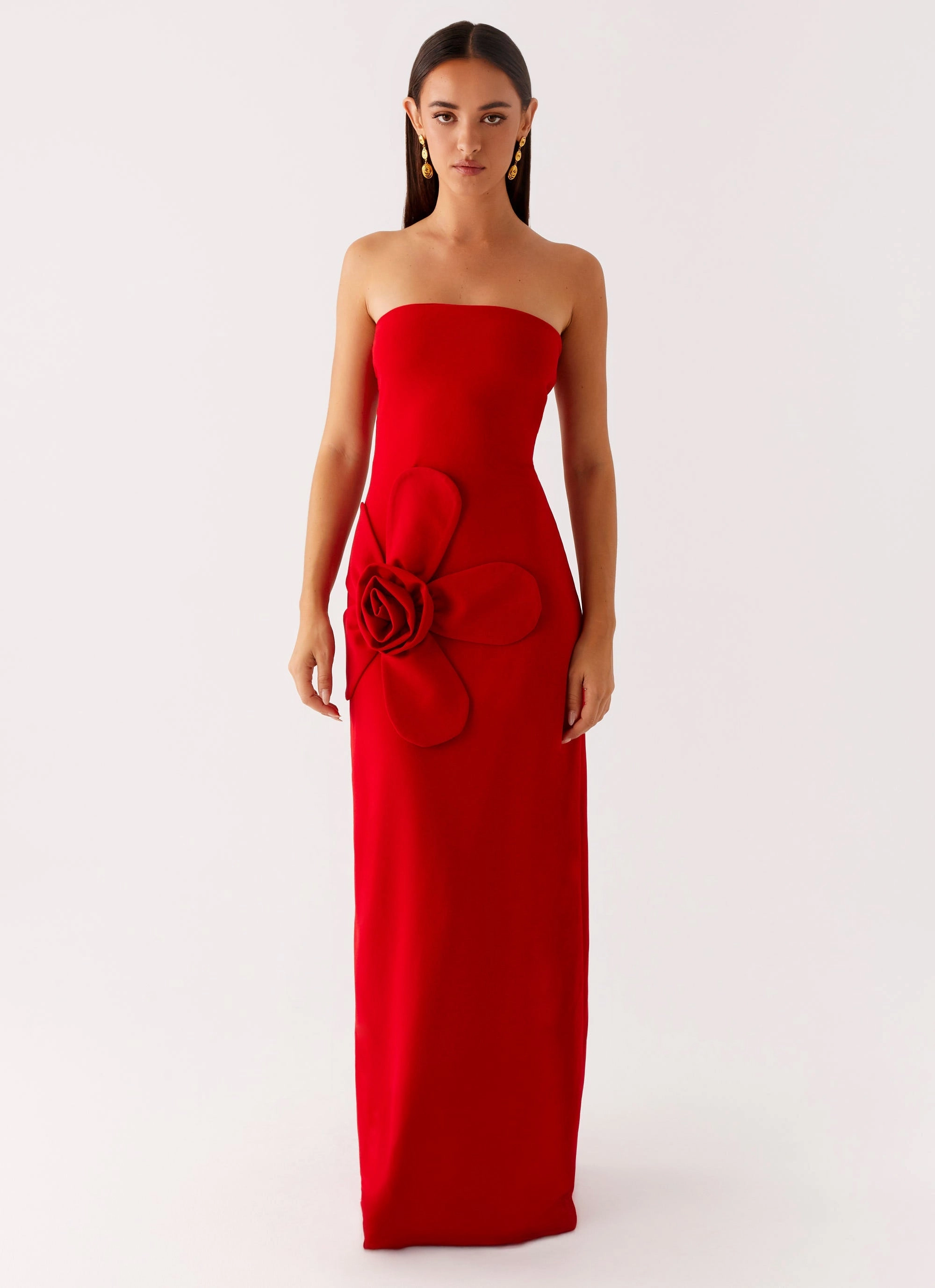 Pure Fabric All-Day Fit Hilton Strapless Maxi Dress - Red
