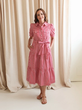Cool Texture Fair-Trade Jessie Striped Midi Shirtdress