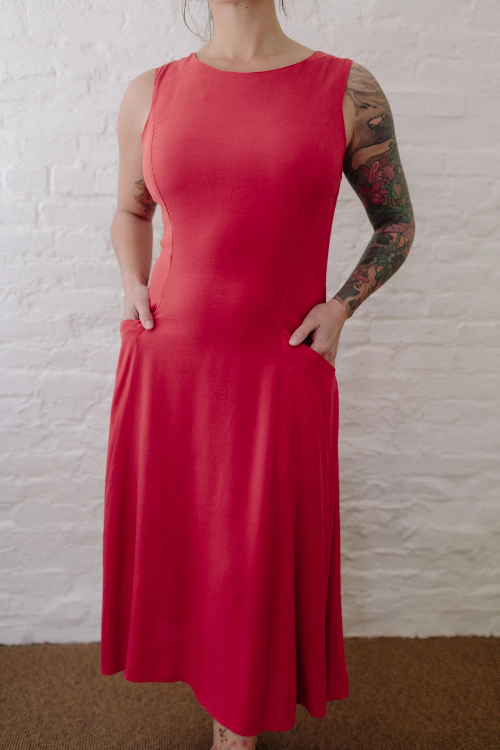 Flattering Style Clean Touch Lori Dress in Coral Challis