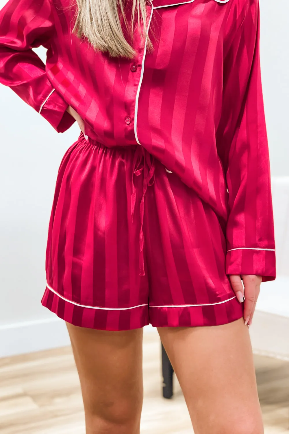 Holiday Dreams Satin Pajama Set - Red