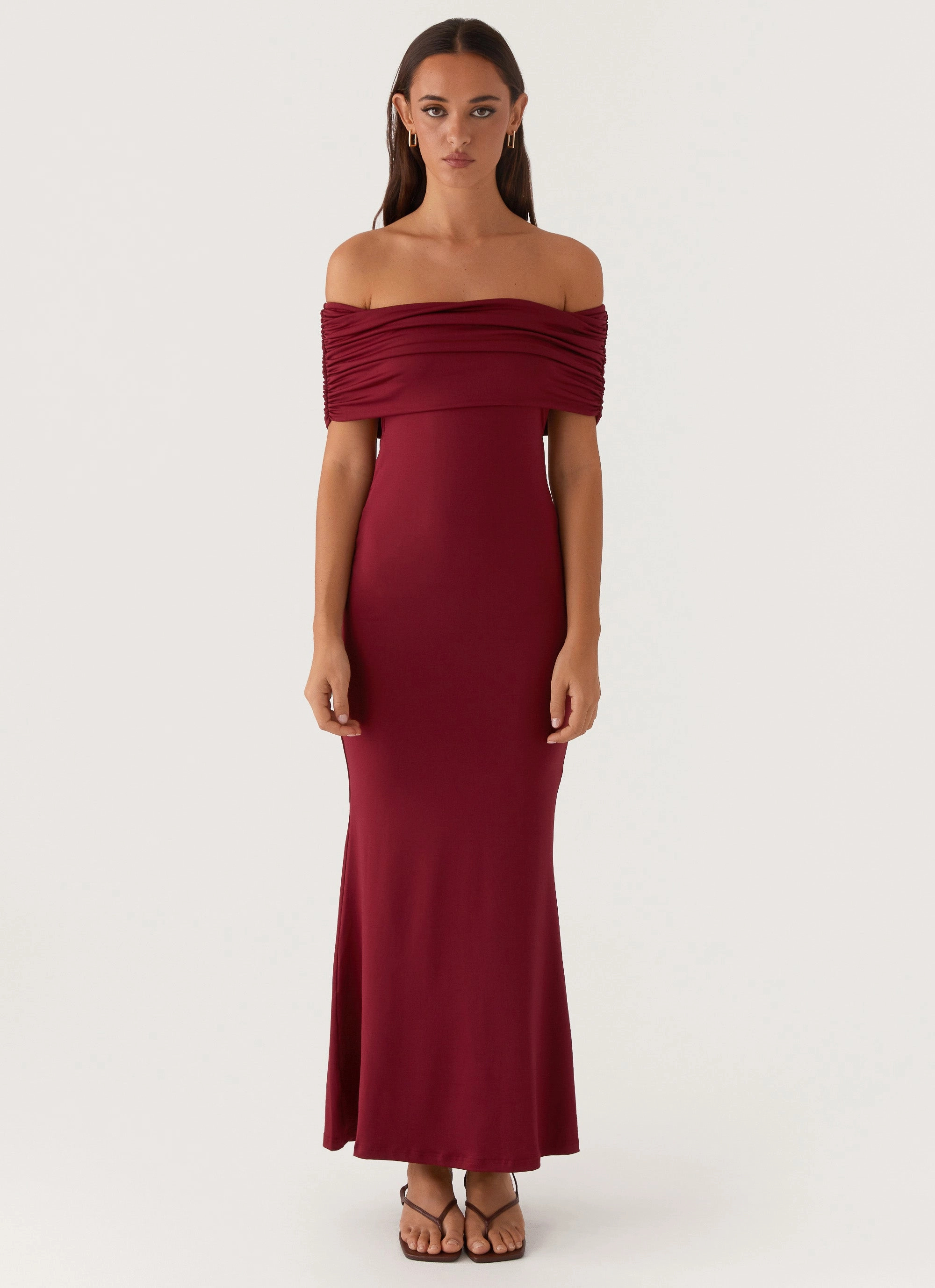 Maude Maxi Dress - Maroon Airy Layer Influencer-Style