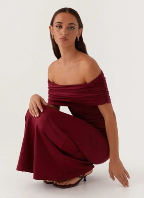 High Cut Maude Maxi Dress - Maroon