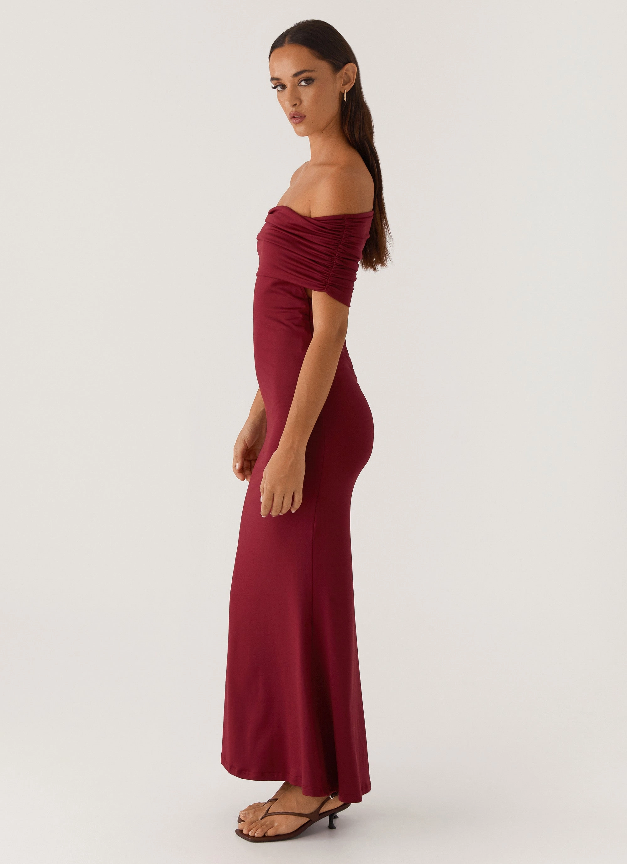 Maude Maxi Dress - Maroon Smart and Stylish Flattering Lines
