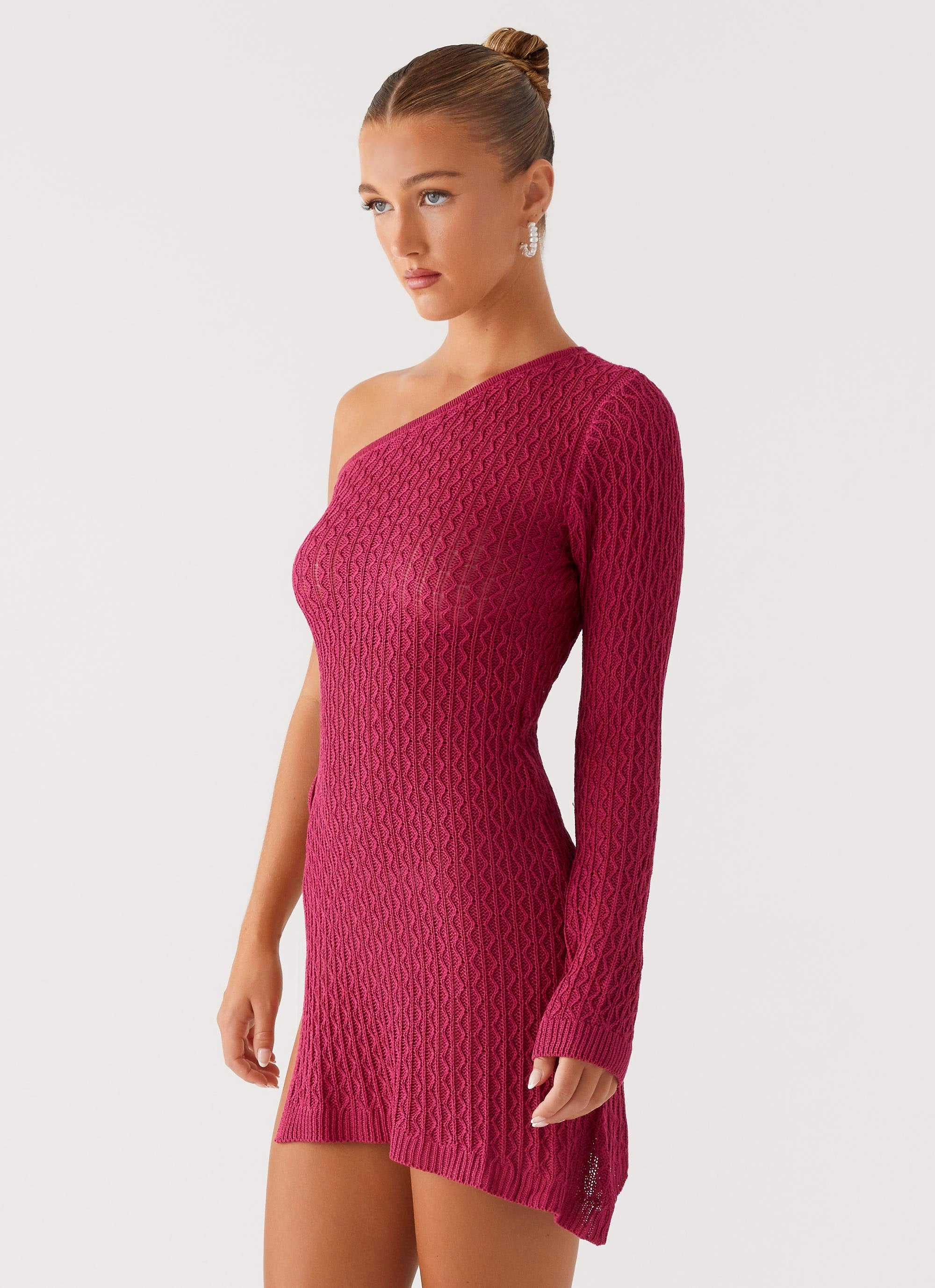 Quick Fit Vibe Shot Medda Knit Mini Dress - Hot Pink