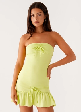 Tabi Mini Dress - Sunny Lime Vibrant color Delicate Texture