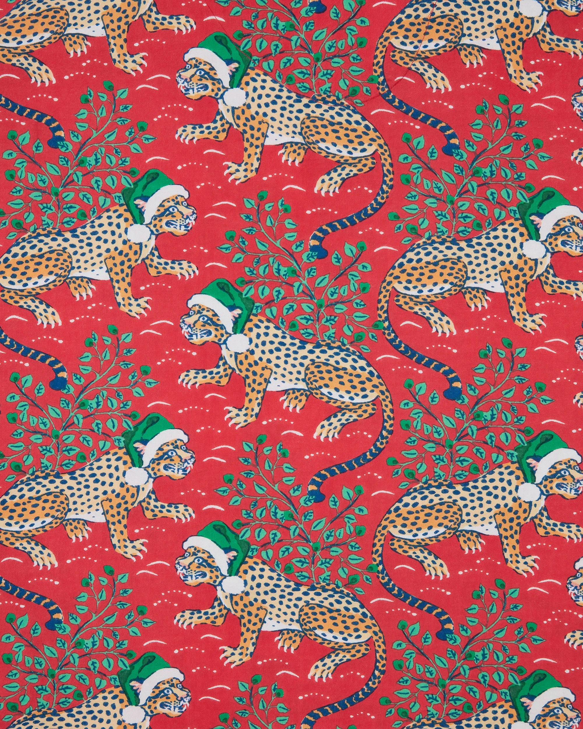Holly Jolly Bagheera - Lightweight Flannel Sleep Shirt - Ruby