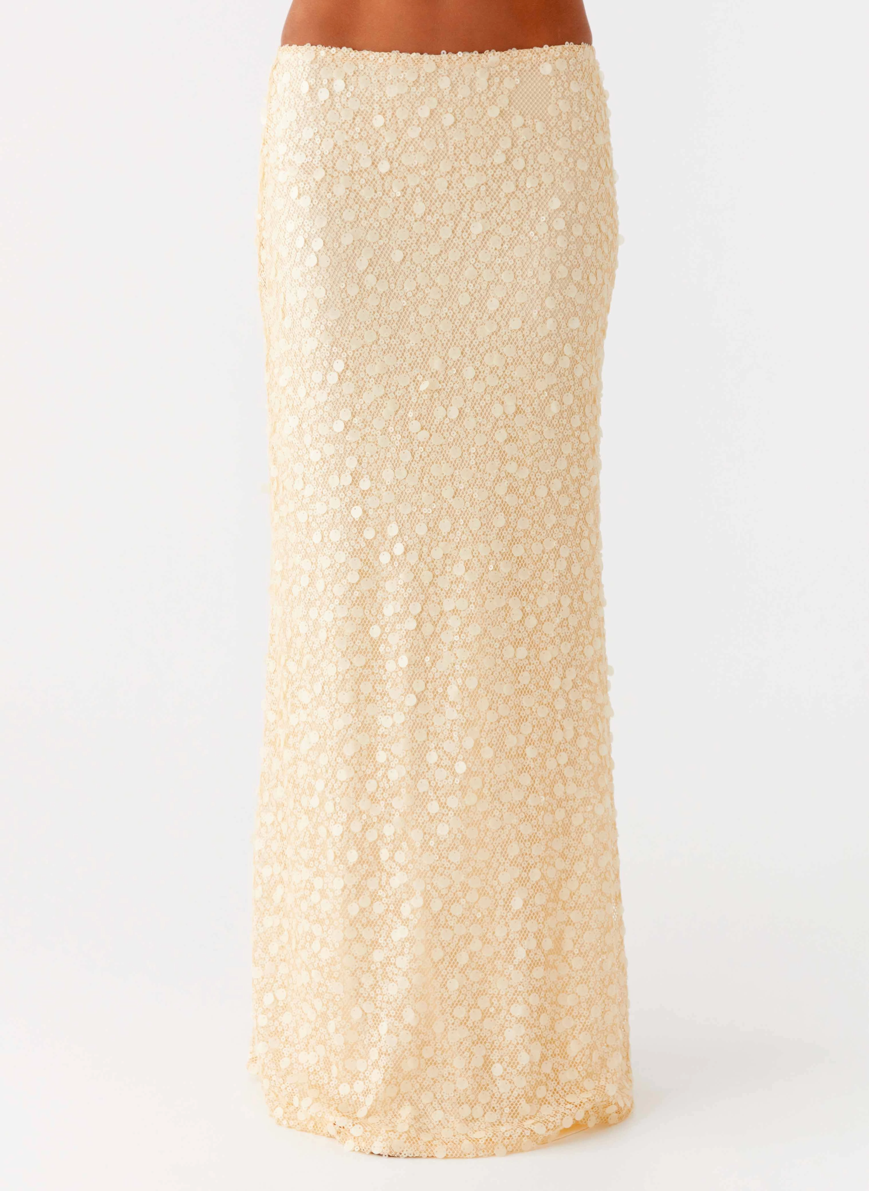 Subtle Detail birthday party Honestly Sequin Maxi Skirt - Yellow