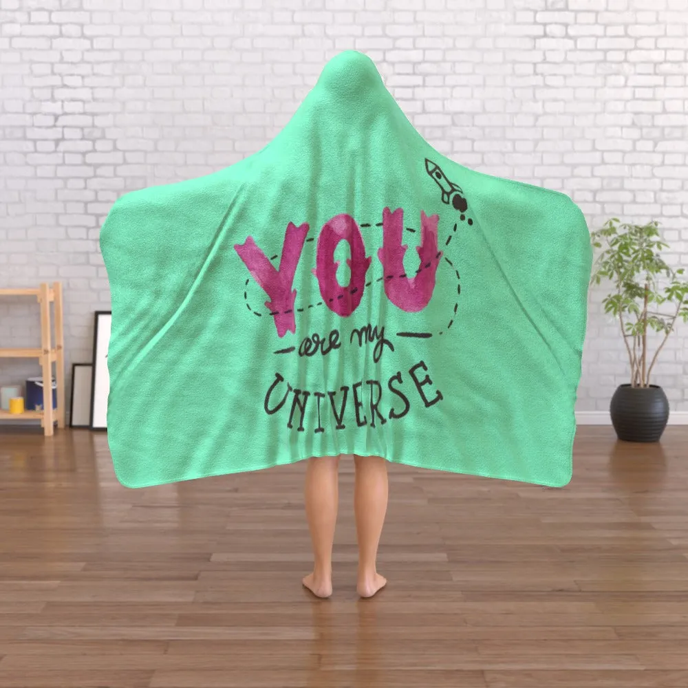 Hooded Blanket - You Are My Universe - Green Zest