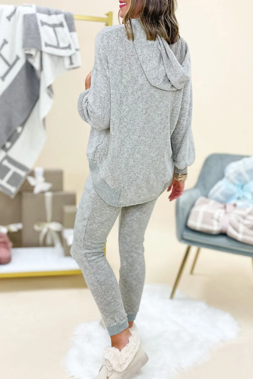 Hooded Drawstring High Waist Two Piece Loungewear