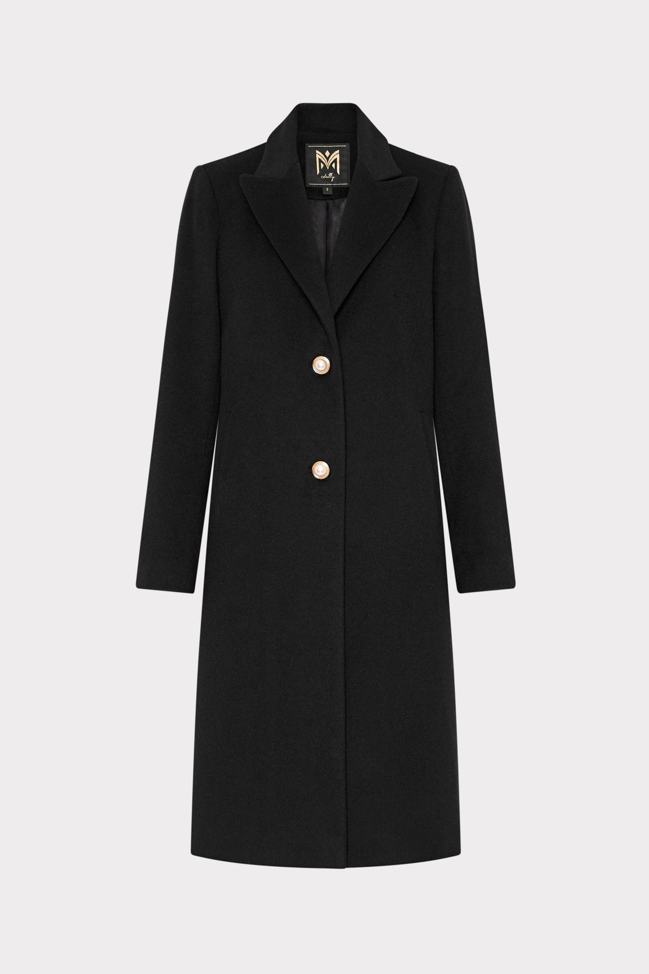 Odor Control Fibers Single Breasted Wool Coat With Pearl Buttons