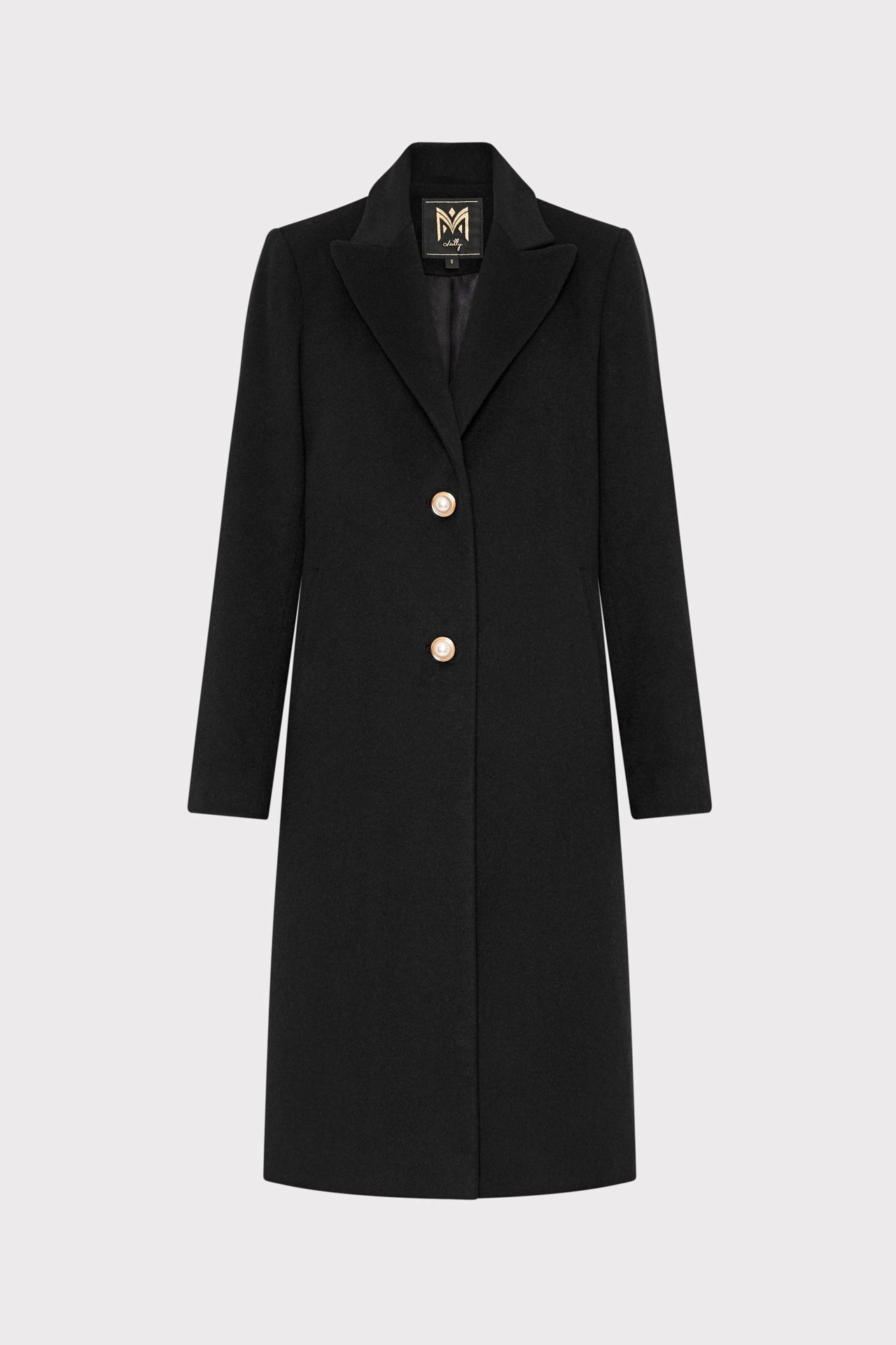 Single Breasted Wool Coat With Pearl Buttons NonRestrictive Movement Design
