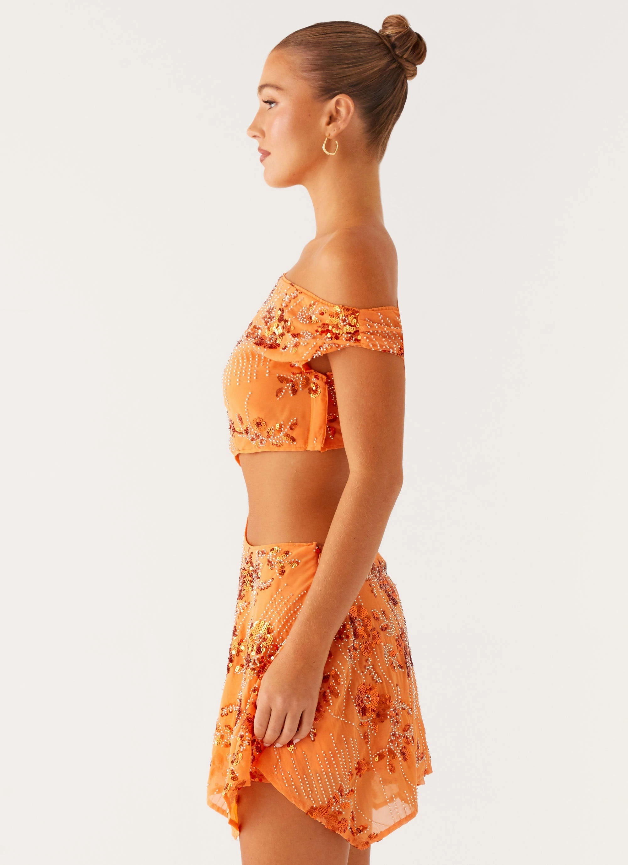 Fair trade Year Round Style Aletta Sequin Mini Dress - Orange