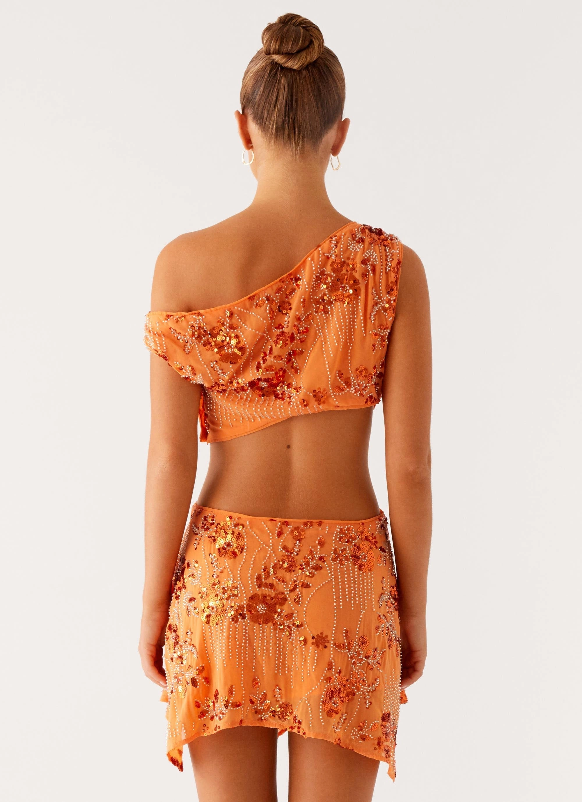 Split hem Aletta Sequin Mini Dress - Orange