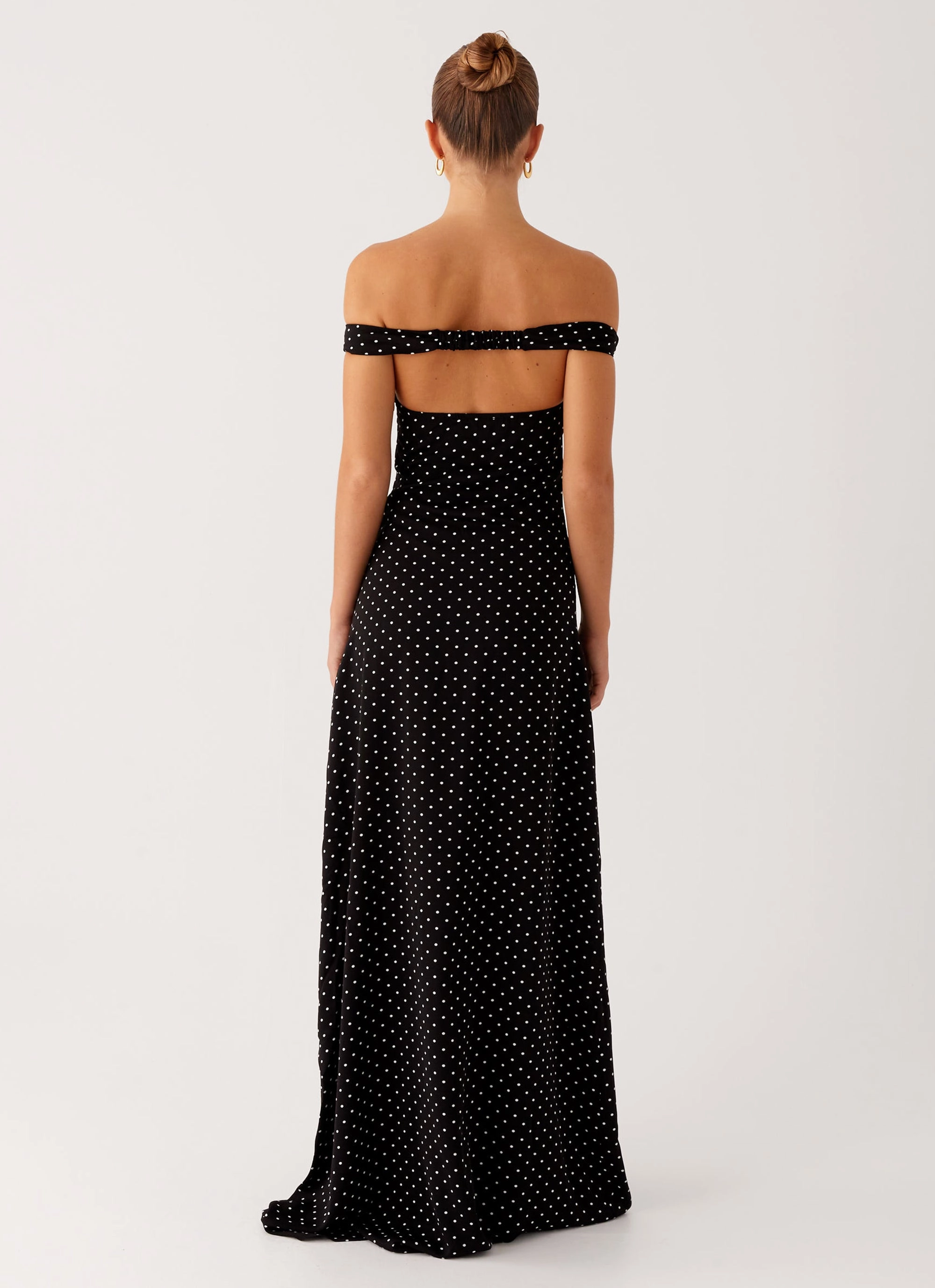 Melany Maxi Dress - Black Polka Dot Floral Comfort