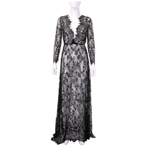 HOT SELL Ladies Sexy Lace Sleepwear Nightdress Babydolls See through lingerie big size sleeping dress white long nightgown
