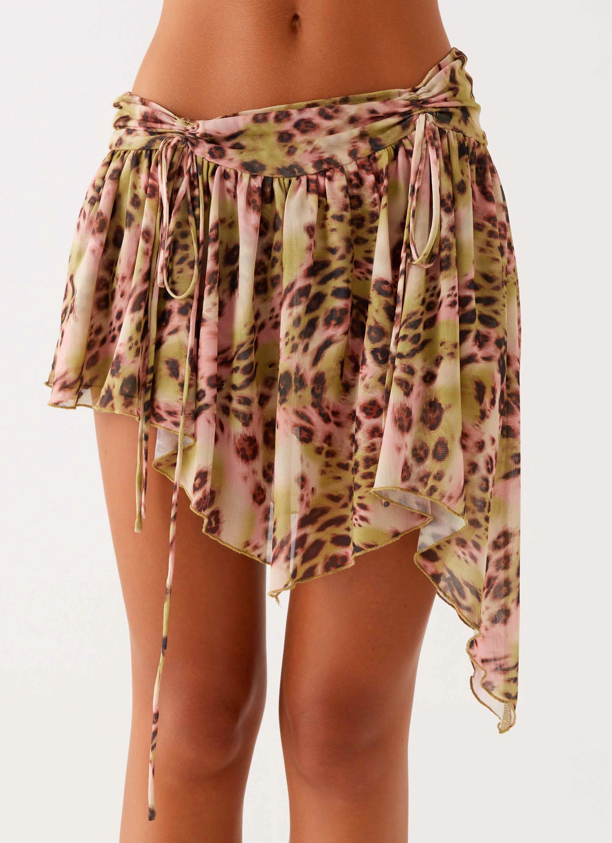 Hot Like Me Mini Skirt - Swirl Leopard Classic Choice Structured Shape