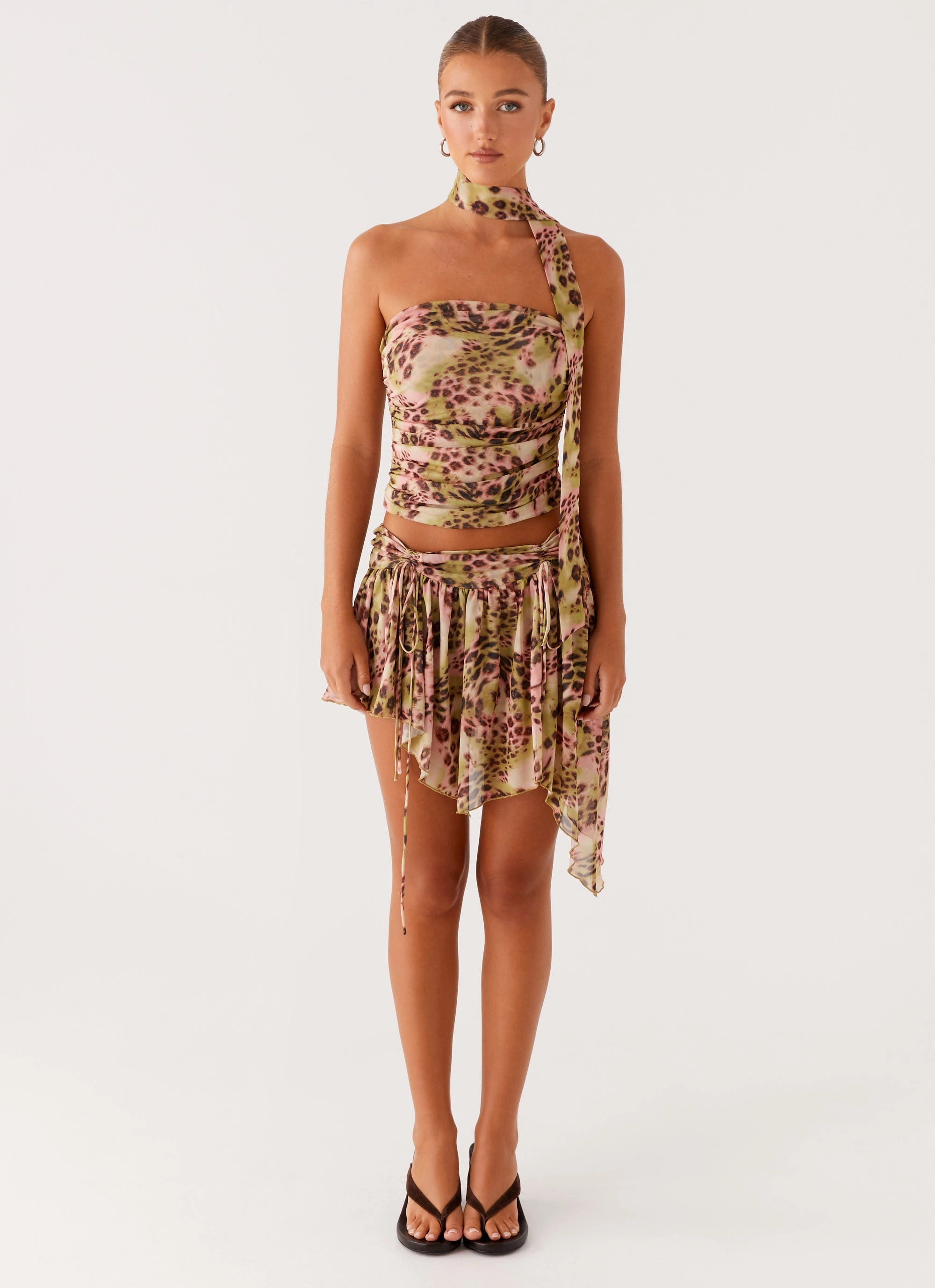 Aesthetic Look Hot Like Me Mini Skirt - Swirl Leopard