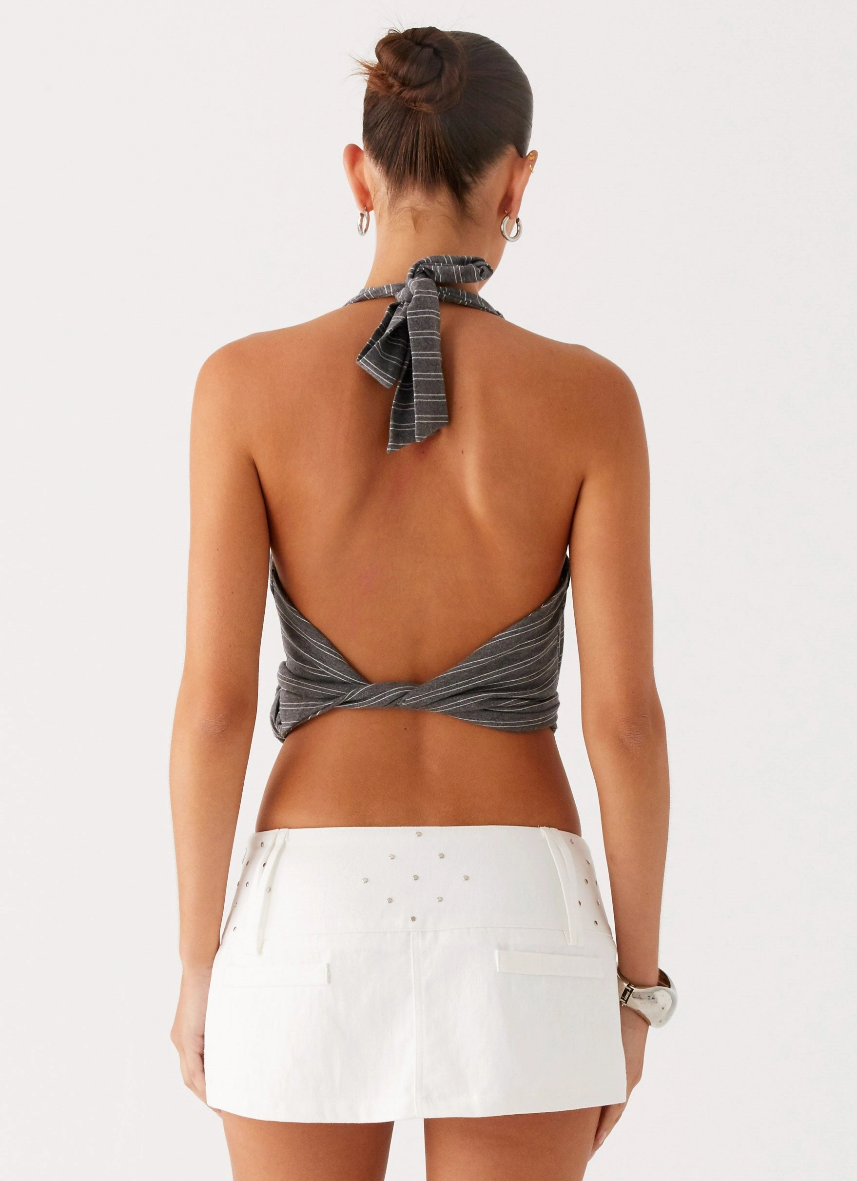 Hot Shot Studded Denim Mini Skort - White Classic Comfort