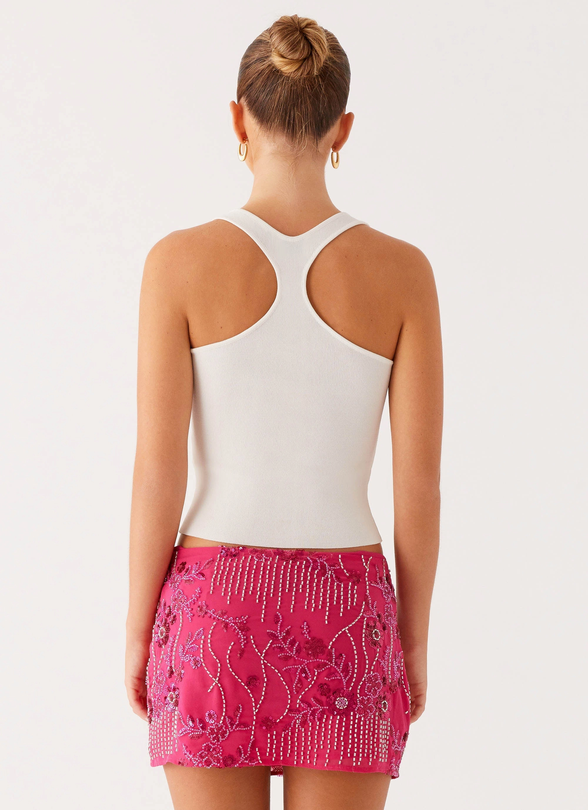 Adored By You Mini Skirt - Fuchsia Summer Outfit Weighted Hem