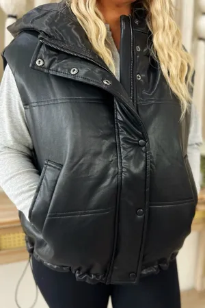 HypoallergenicConstruction PreShrunk Fabric Houdini Hooded Pleather Vest Lux Collection - FINAL SALE