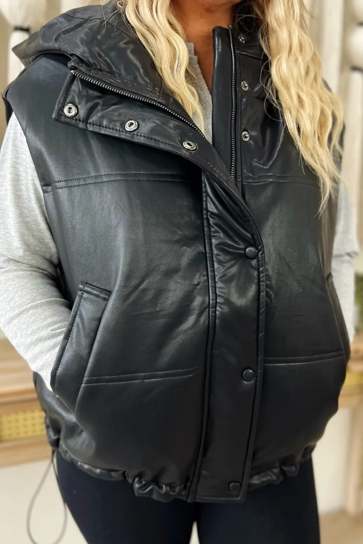 HypoallergenicConstruction PreShrunk Fabric Houdini Hooded Pleather Vest Lux Collection - FINAL SALE