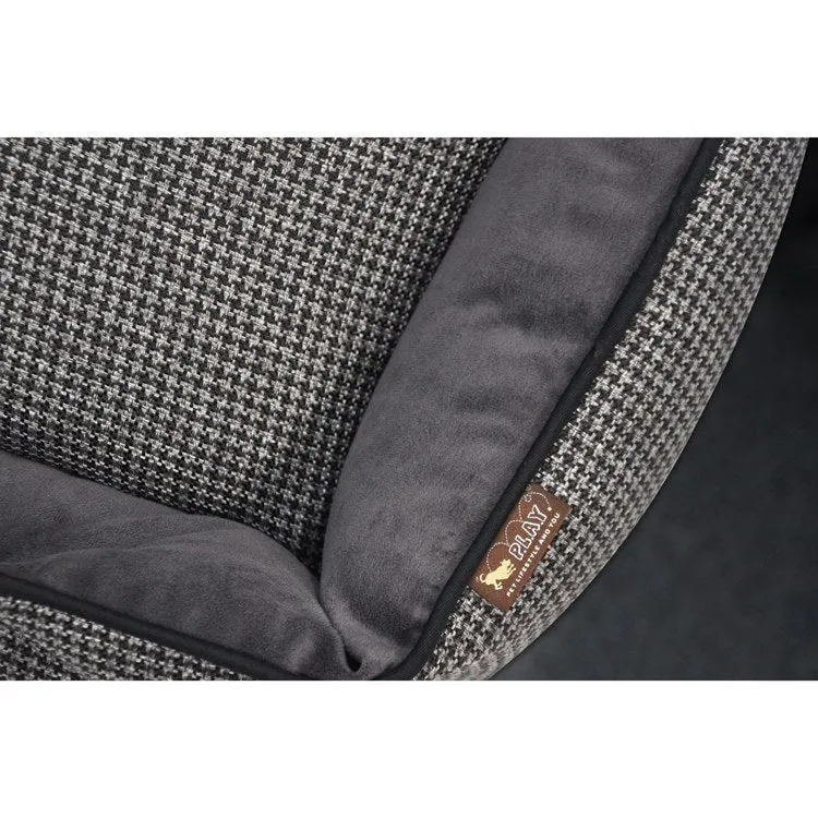 Houndstooth Lounge Pet Bed - Black/Gray - Extra-Large