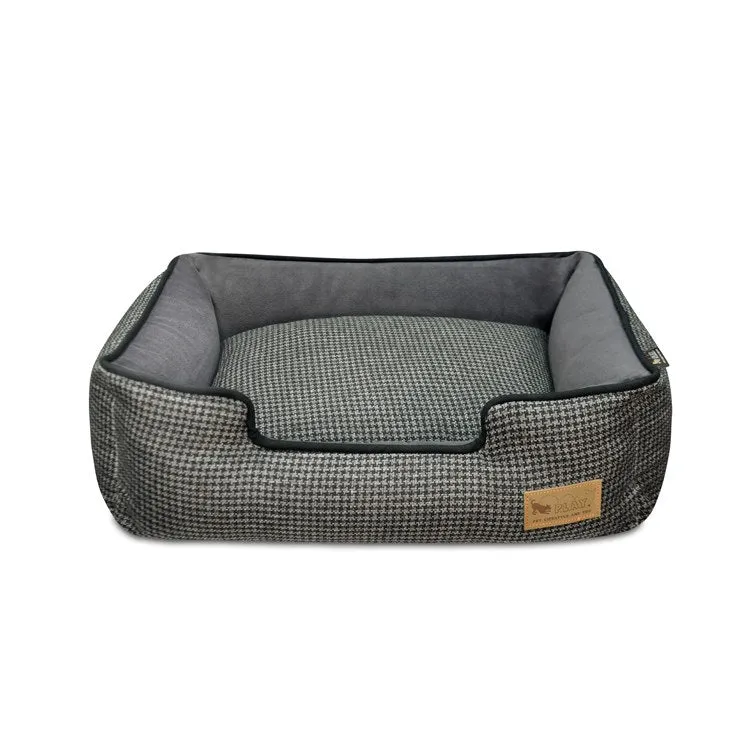 Houndstooth Lounge Pet Bed - Black/Gray - Extra-Large