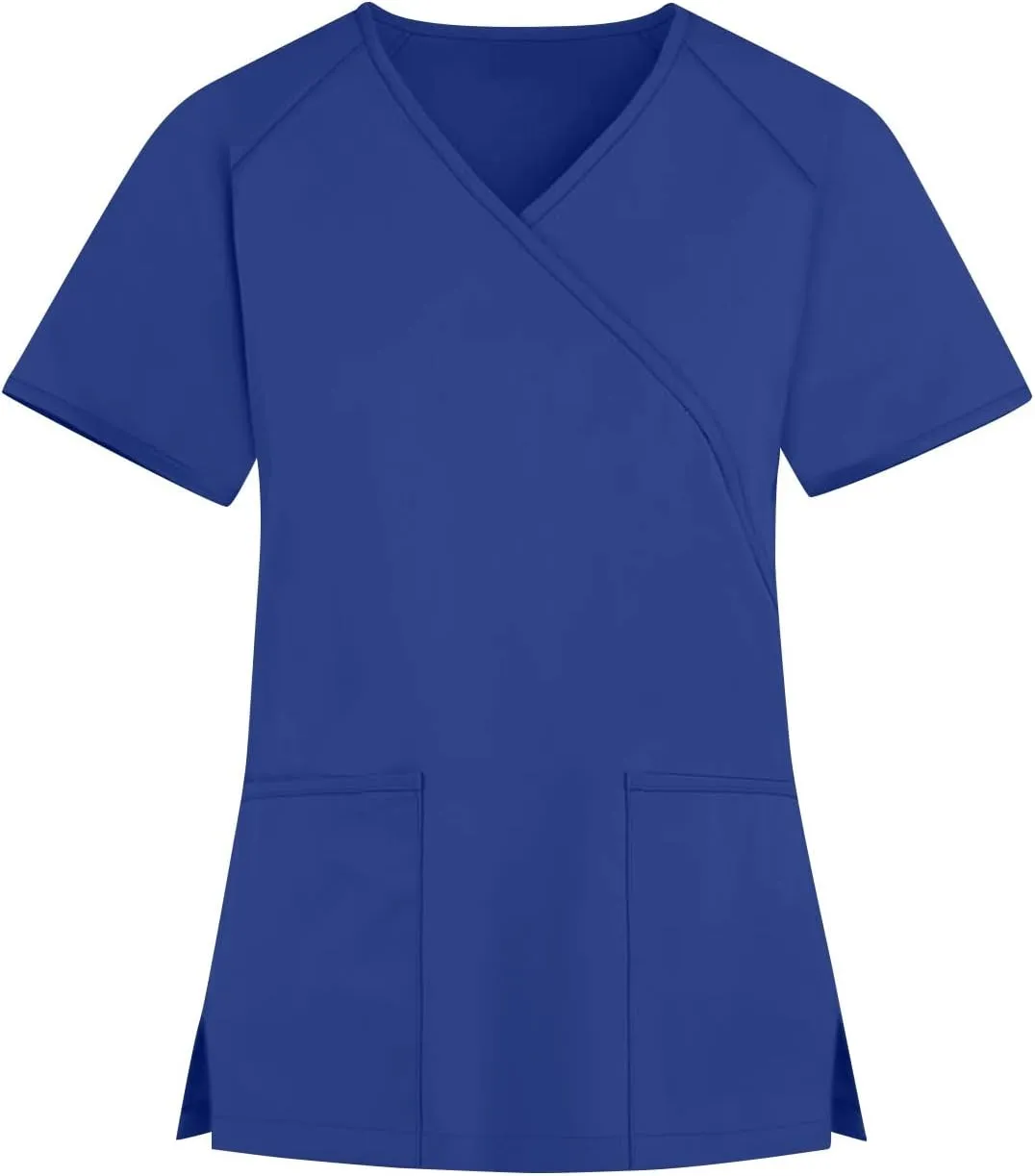 HXHYQKP Cute Scrub Tops Stretchy Short Sleeve V Neck Cartoon Print Pattern Nursing Working Uniform Caregiver Top