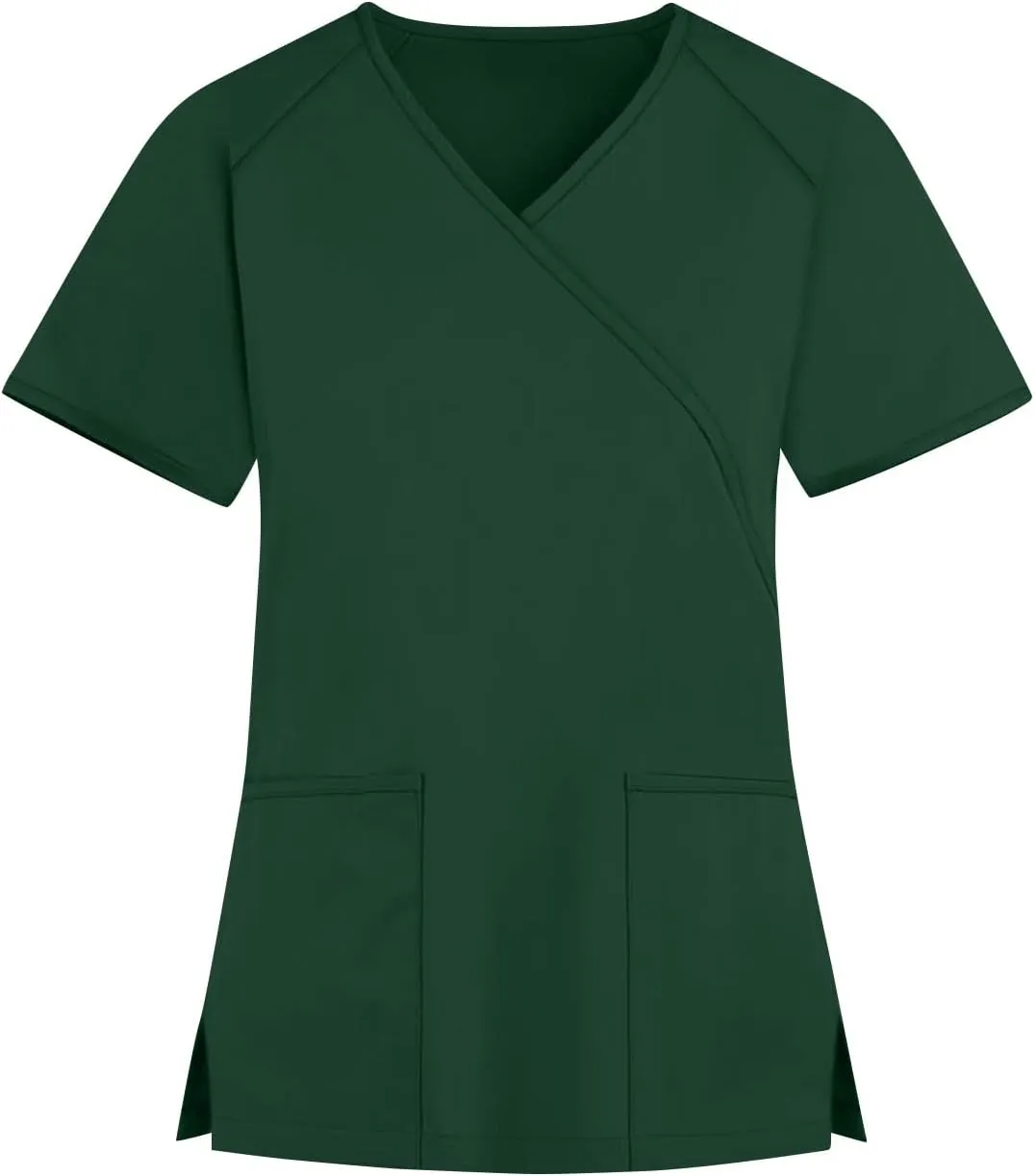 HXHYQKP Cute Scrub Tops Stretchy Short Sleeve V Neck Cartoon Print Pattern Nursing Working Uniform Caregiver Top