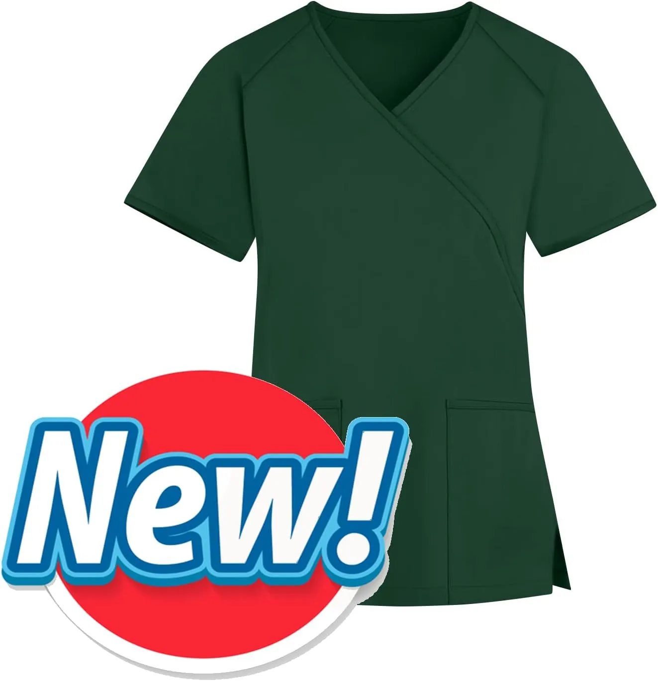 HXHYQKP Cute Scrub Tops Stretchy Short Sleeve V Neck Cartoon Print Pattern Nursing Working Uniform Caregiver Top