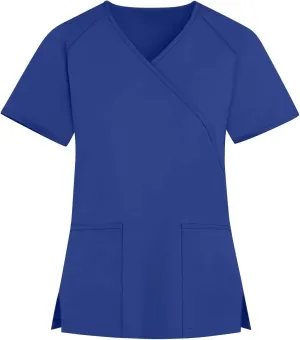 HXHYQKP Cute Scrub Tops Stretchy Short Sleeve V Neck Cartoon Print Pattern Nursing Working Uniform Caregiver Top