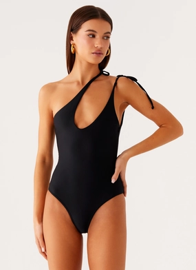 Drifted One Piece Swimsuit - Black Anti Sagging Reinforcement
