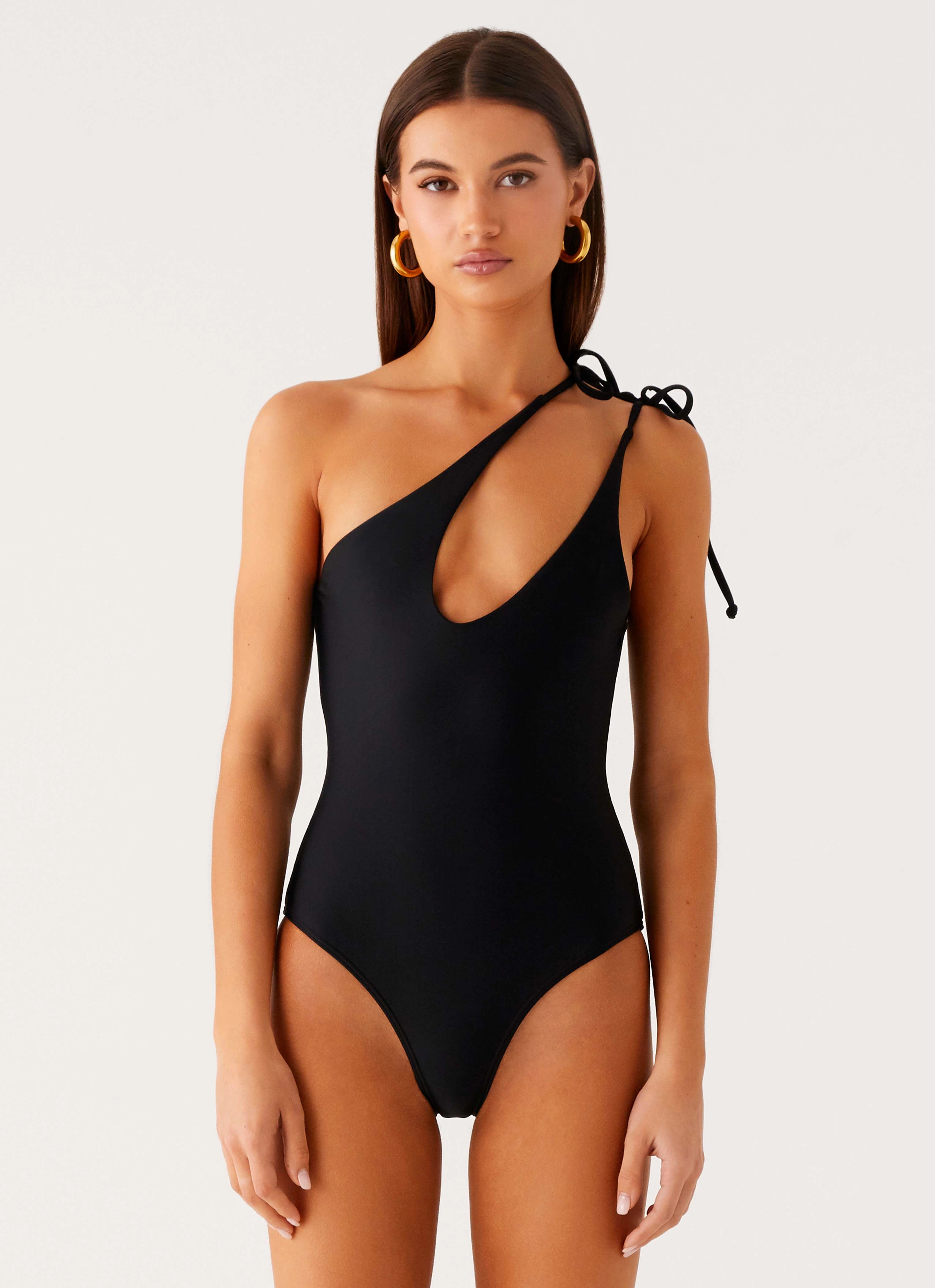 Drifted One Piece Swimsuit - Black No Roll Edging