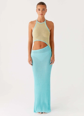 Alexia Knit Maxi Dress - Multi Button Chic Calm Drape