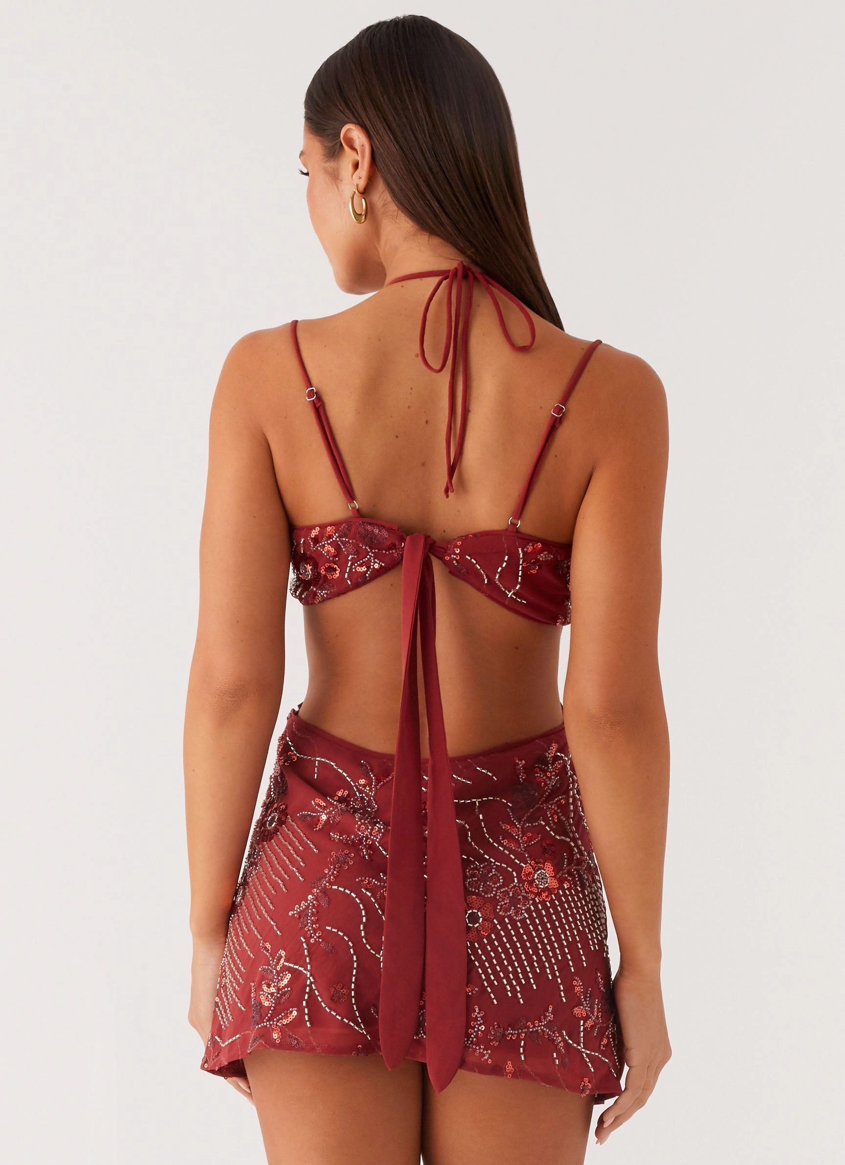 Sahara Nights Beaded Mini Dress - Rust Coral Soft Flattering and Effortless