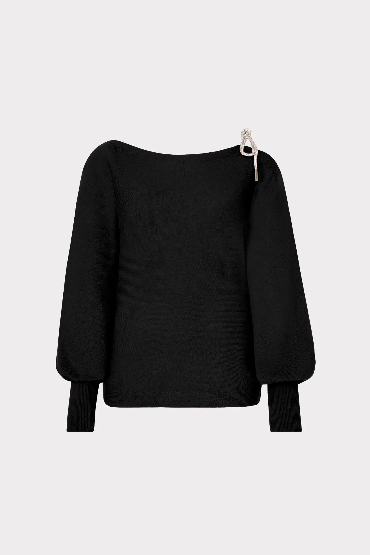 Stain Resistant Treatment Ida Crystal Bow Cold Shoulder Sweater