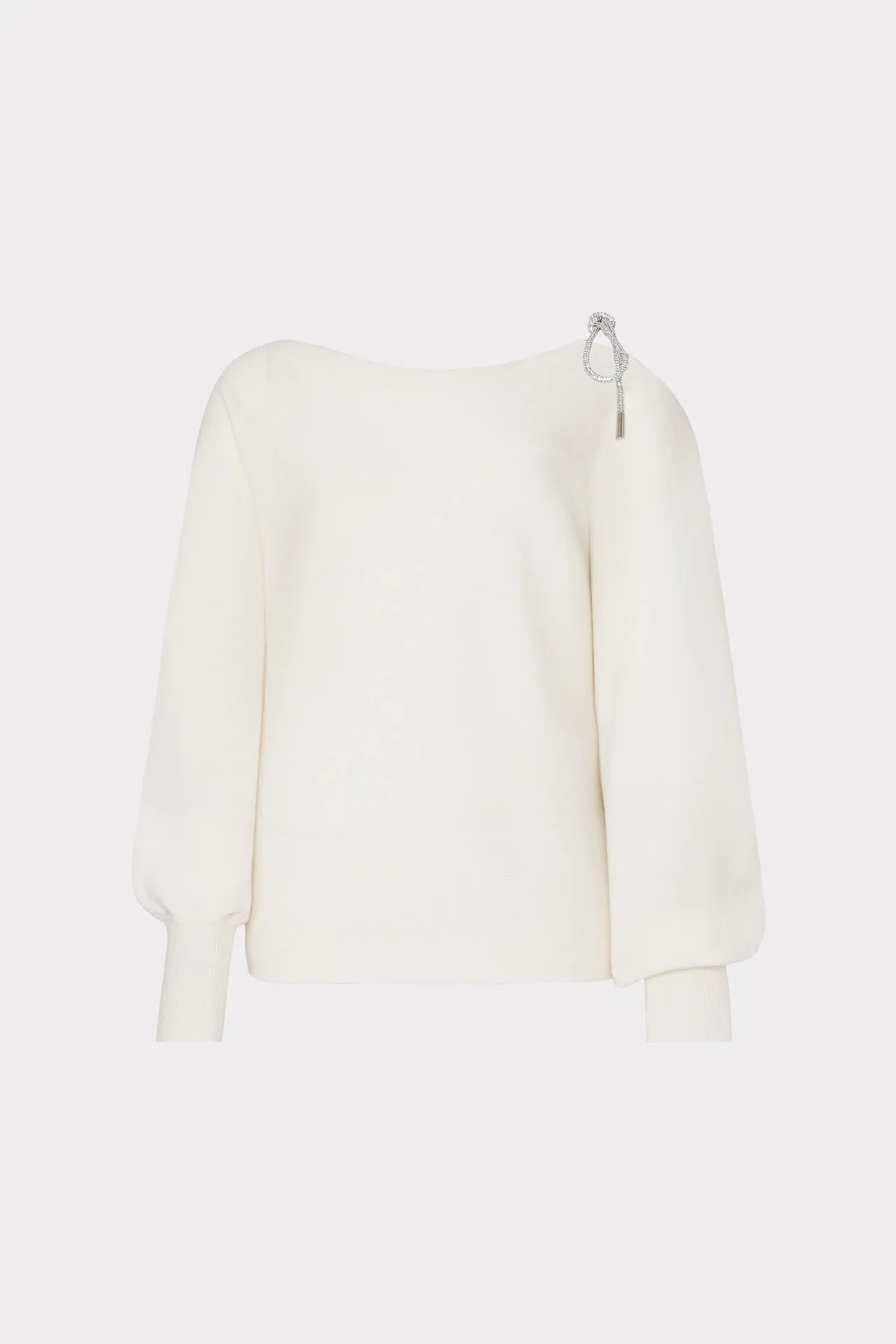 Soft Sweater Ida Crystal Bow Cold Shoulder Sweater